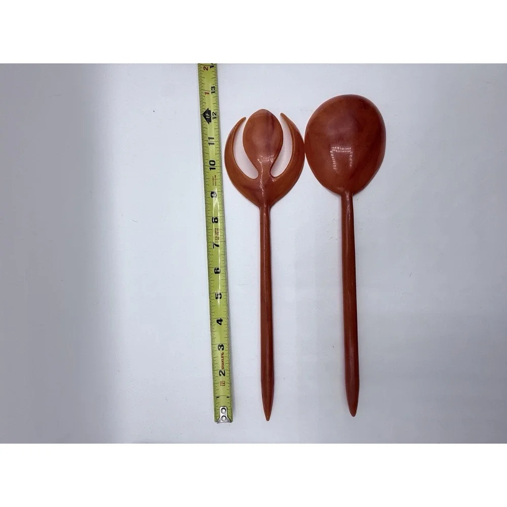 Vintage MCM Plastic Salad Tongs Fork‎ Spoon Set 12